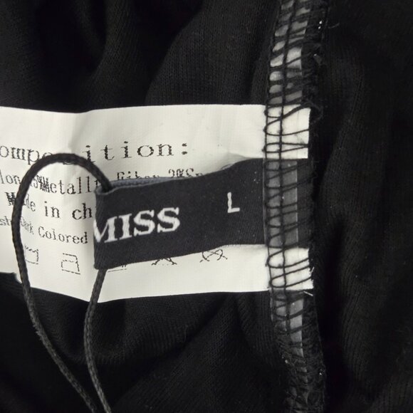 NWOT | Black Sheer Sparkly Glitter Long Sleeve Square Neck Blouse | Large - Picture 4 of 6